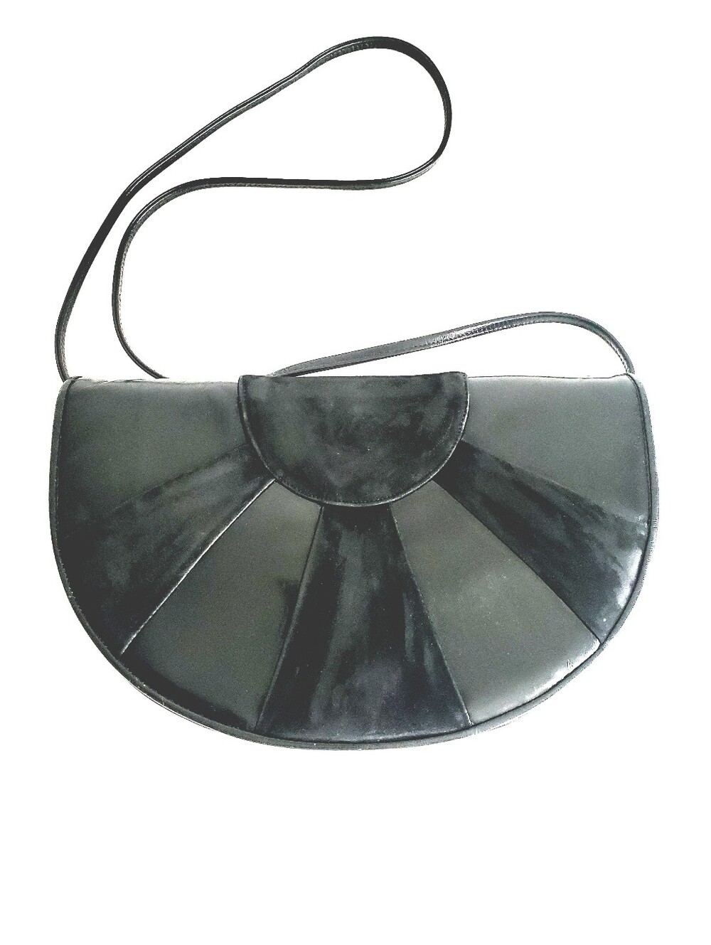 Vintage Town & Shoes  Black Leather Semi-Circle Panel Crossbody Bag